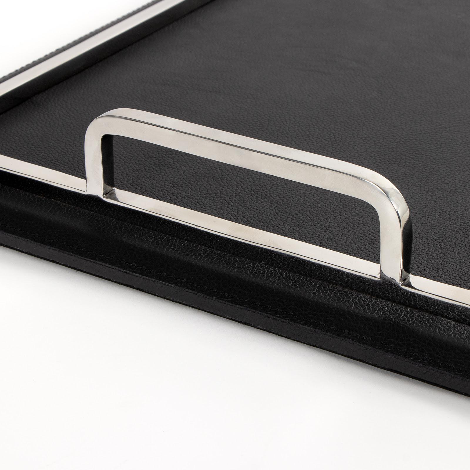 Greyson Leather Rectangle Tray Large (Polished Nickel)