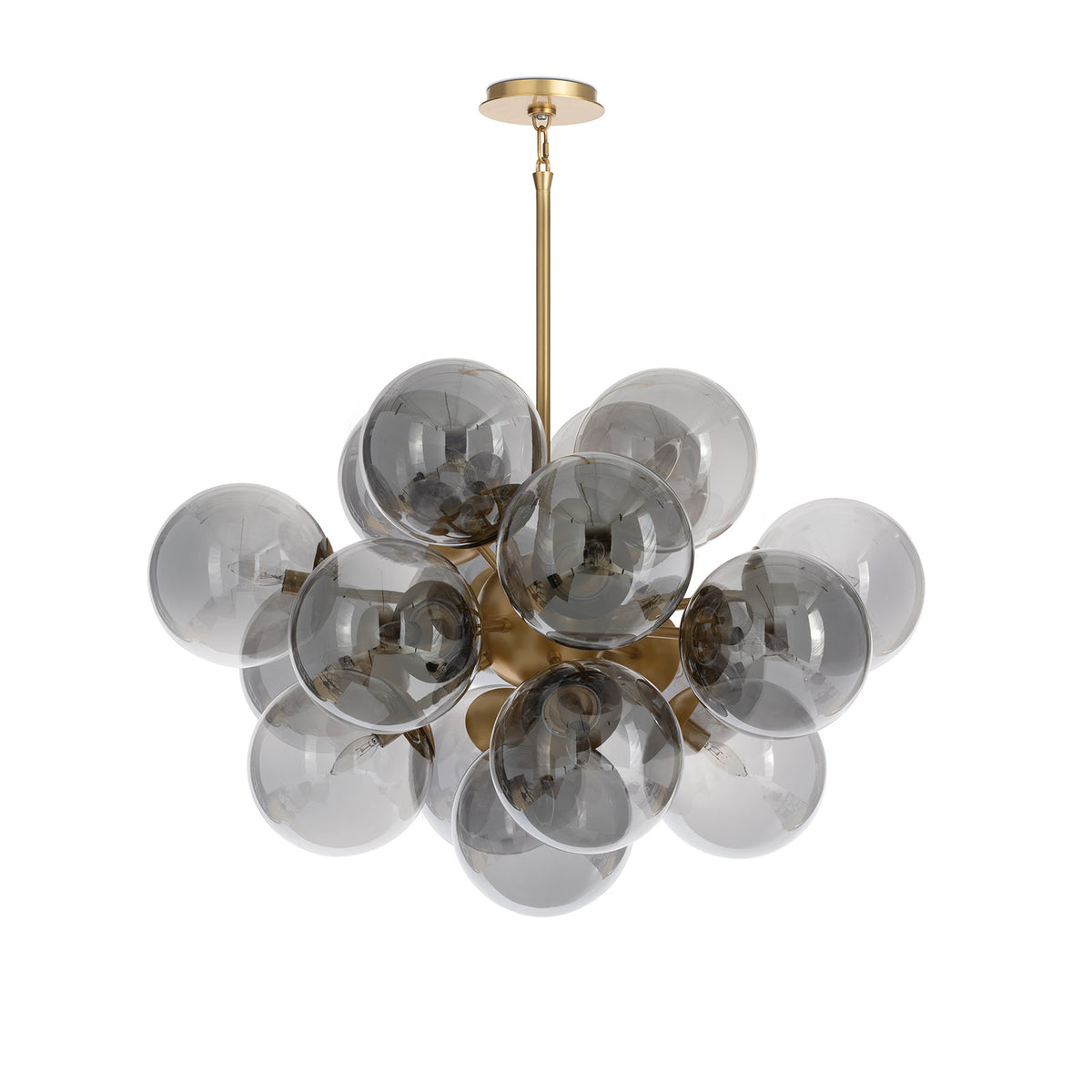 Shine Chandelier (Natural Brass with Smoke Glass)