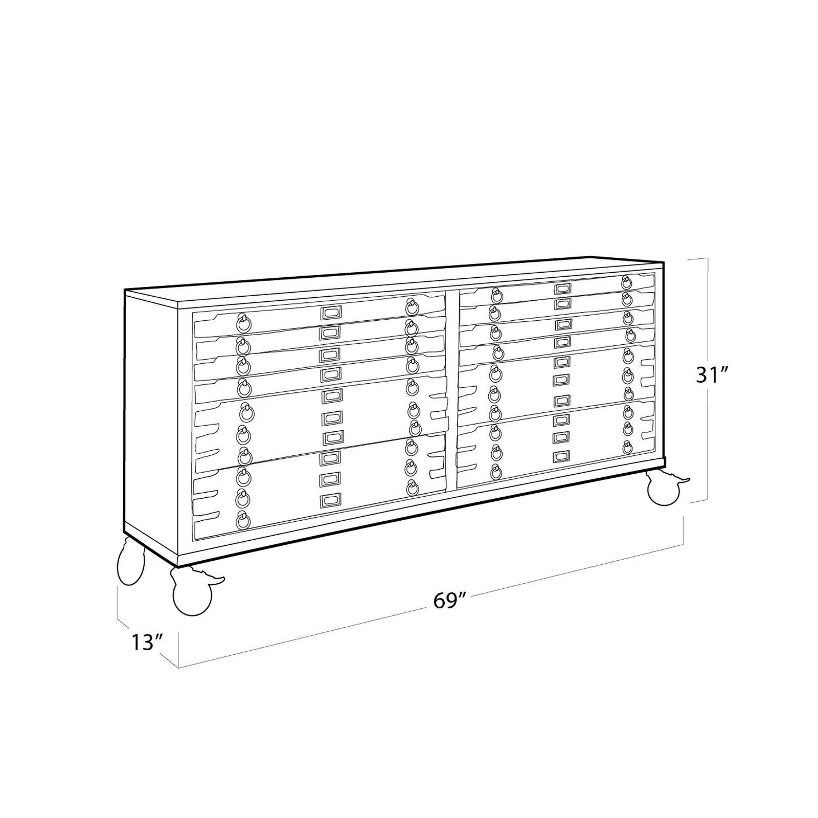 Printmakers Console 12 Drawers