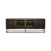 Kelby Media Console - Carved Vintage Brown