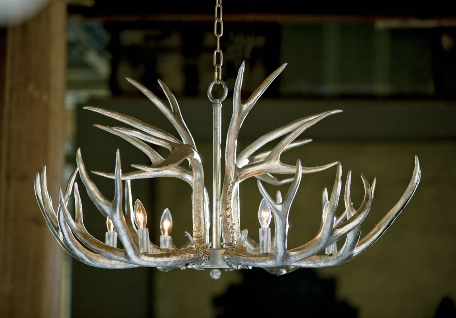 Antler Chandelier (Ambered Silver Leaf)