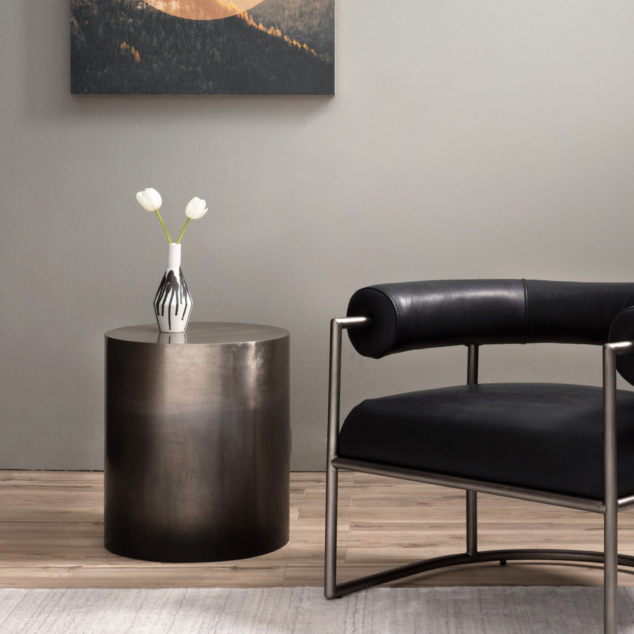 Cameron End Table - Ombre Antique Pewter