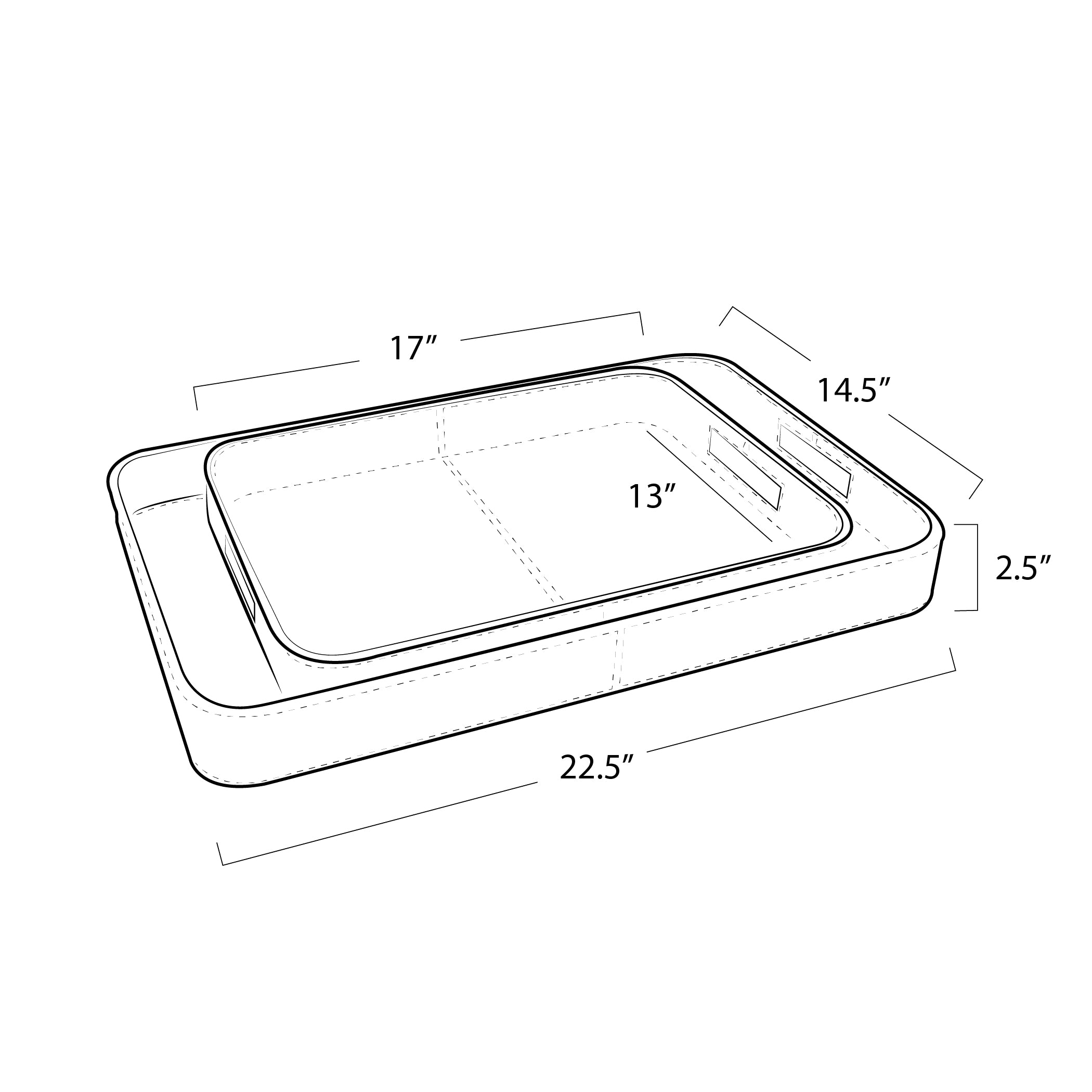Derby Rectangle Leather Tray Set (Brown)