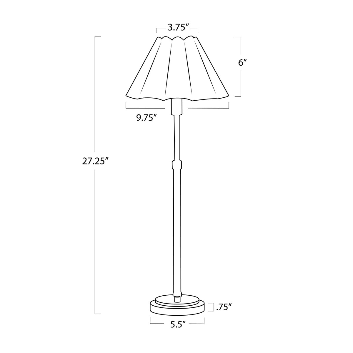 Polly Buffet Lamp (Natural Brass with Wild Poppy Scalloped Shade)