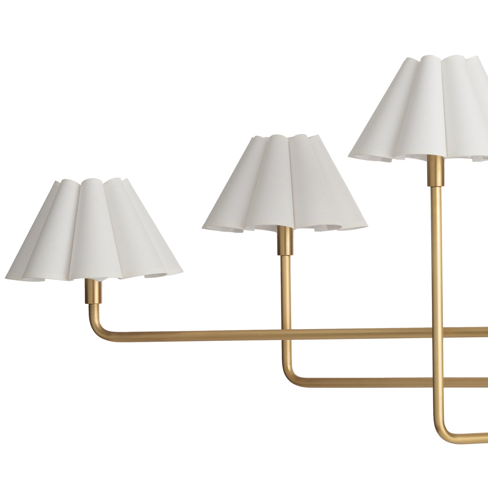 Polly Chandelier (Natural Brass with Linen Scalloped Shade) - 2 cartons