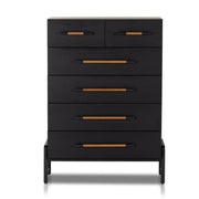 Rosedale 6 Drawer Tall Dresser - Ebony Oak Veneer
