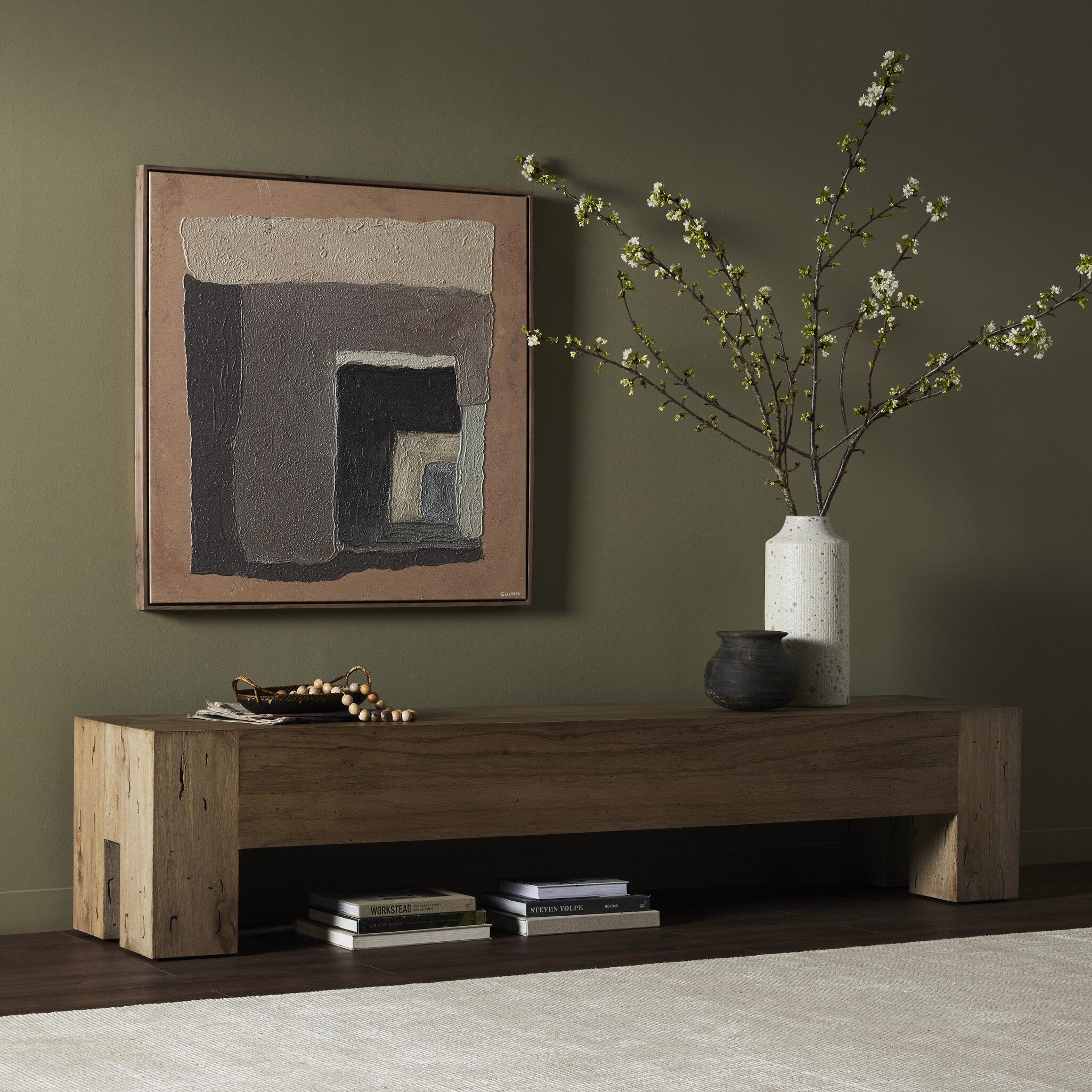 Abaso Large Accent Bench - Rustic Wormwood Oak