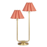 Polly Double Arm Table Lamp (Natural Brass with Wild Poppy Scalloped Shade)