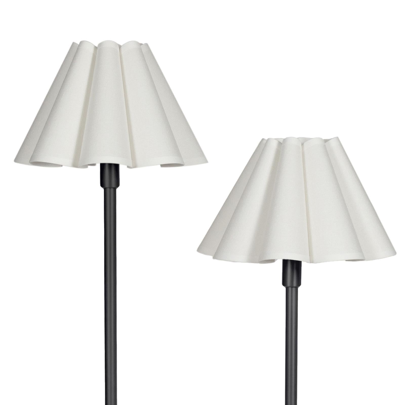 Polly Floor Lamp (Blackened Brass with Linen Scalloped Shade)