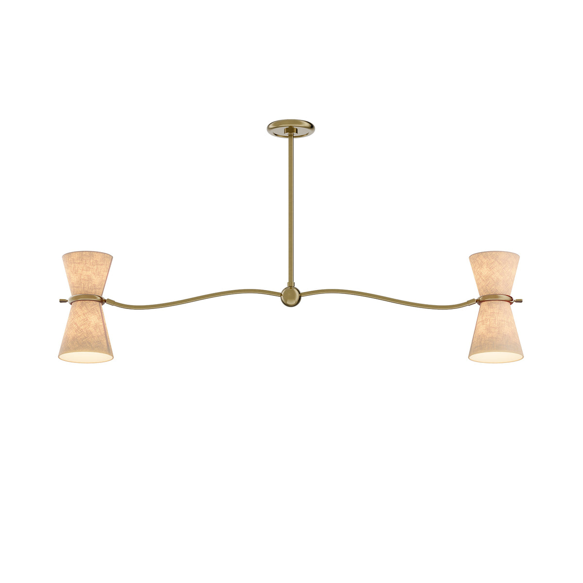 Gable Linear Chandelier (Antique Natural Brass with Oyster Shade)
