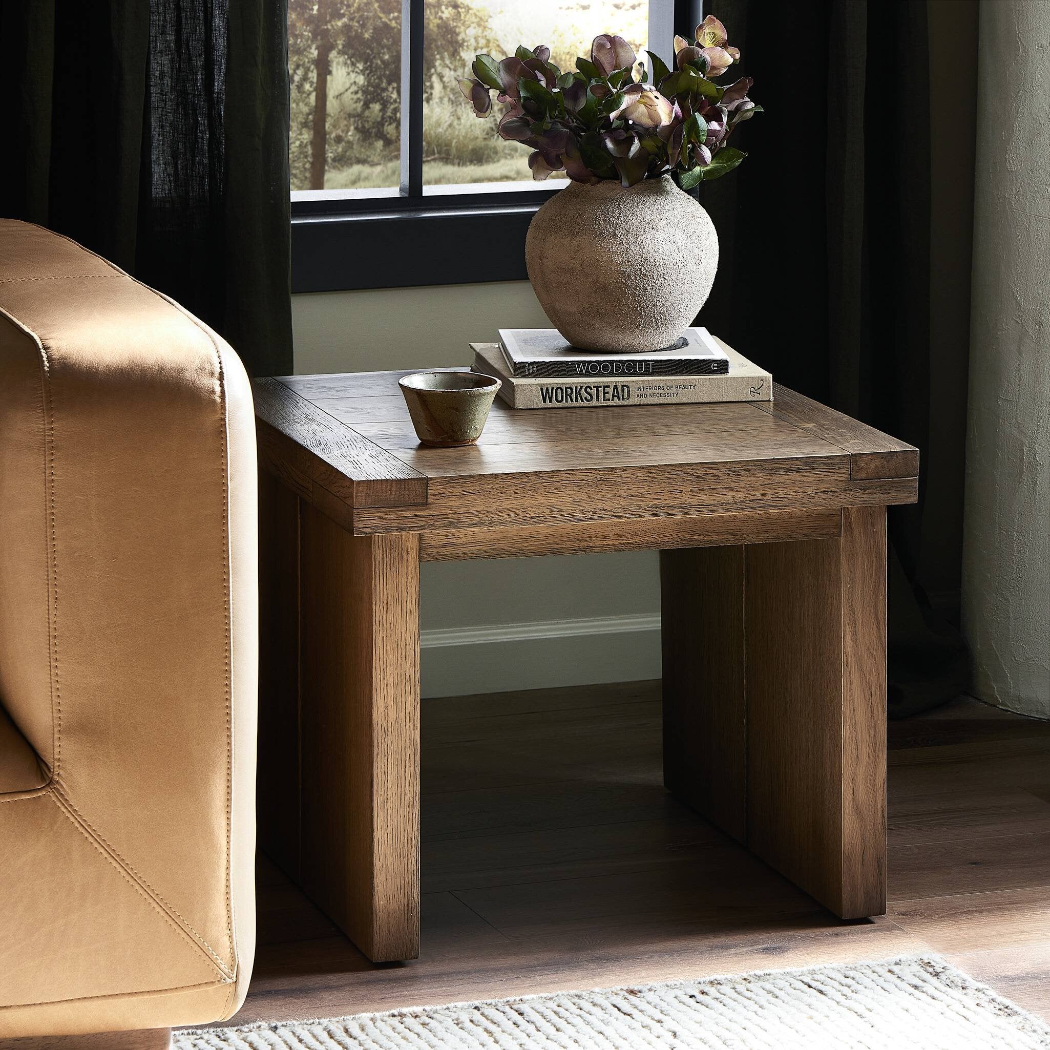 Warby End Table - Worn Oak Veneer