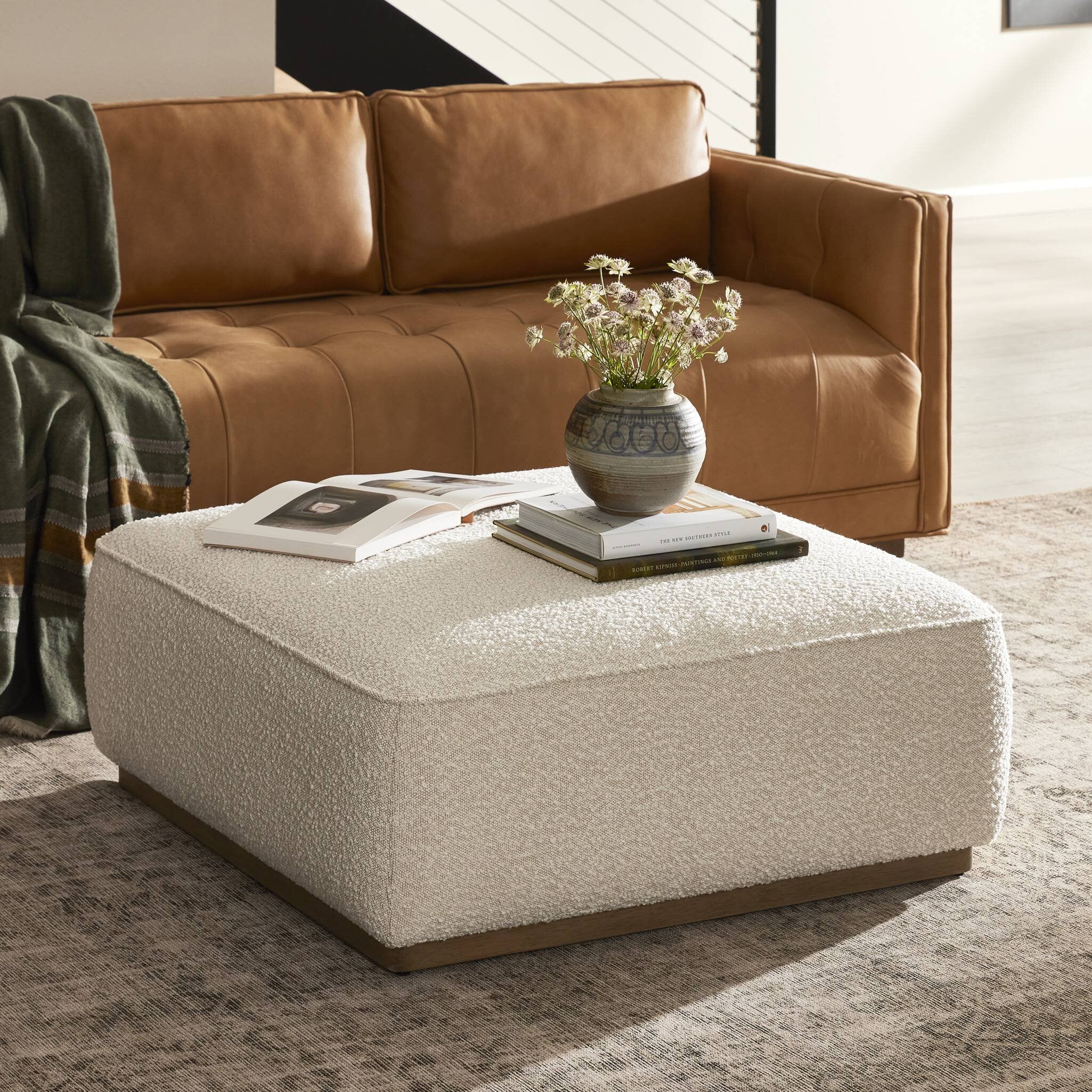 Sinclair Square Ottoman-36" - Knoll Natural