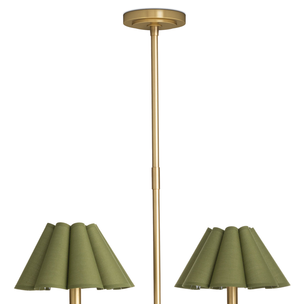 Polly Chandelier (Natural Brass with Olive Scalloped Shade) - 2 cartons