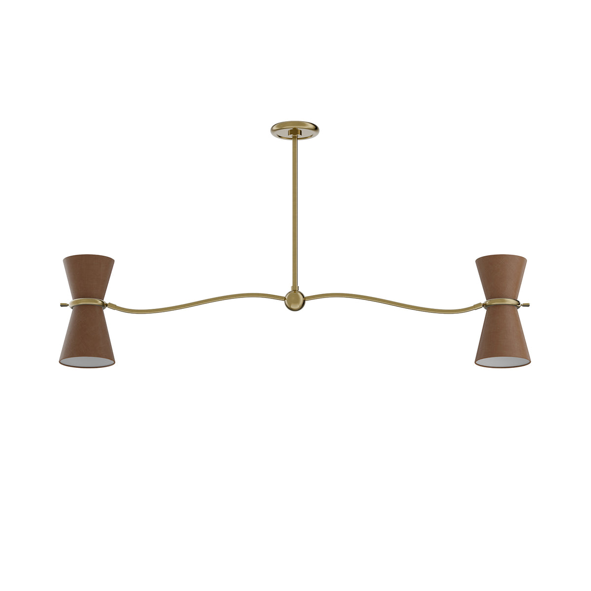 Gable Linear Chandelier (Antique Natural Brass with Russet Shade)