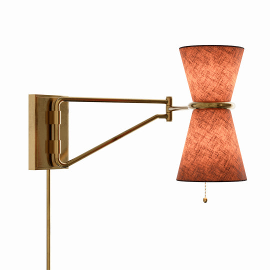 Gable Swing Arm Sconce (Antique Natural Brass with Russet Shade)