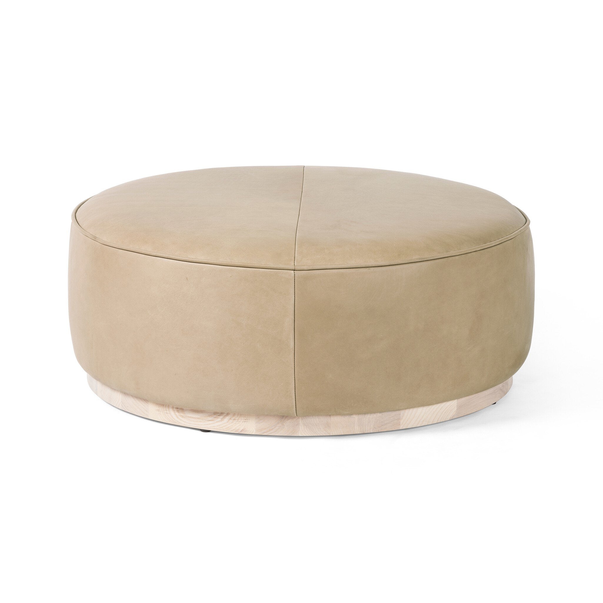 Sinclair Large Round Ottoman - Harness Burlap