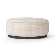 Sinclair Large Round Ottoman - Sheffield Ivory