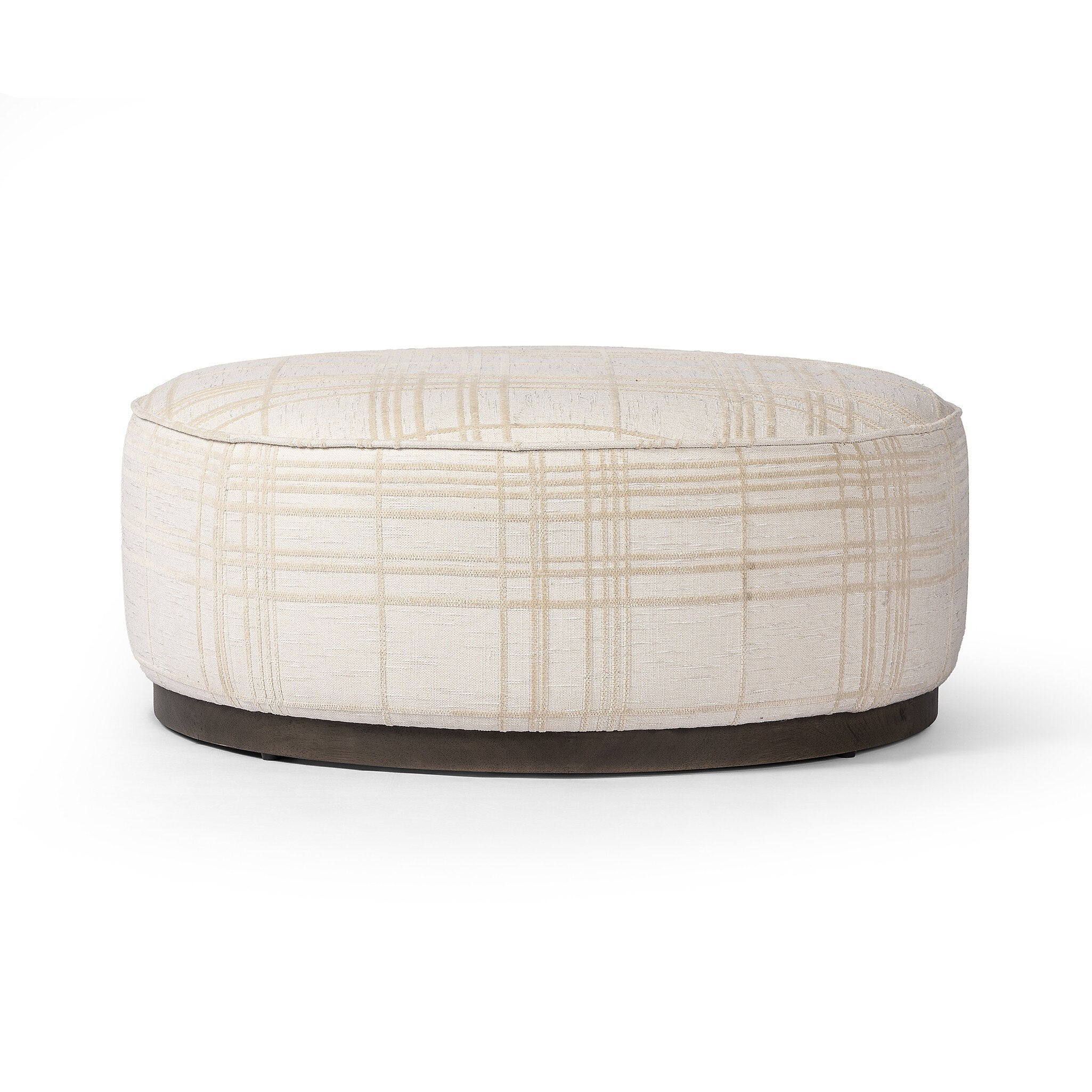 Sinclair Large Round Ottoman - Sheffield Ivory