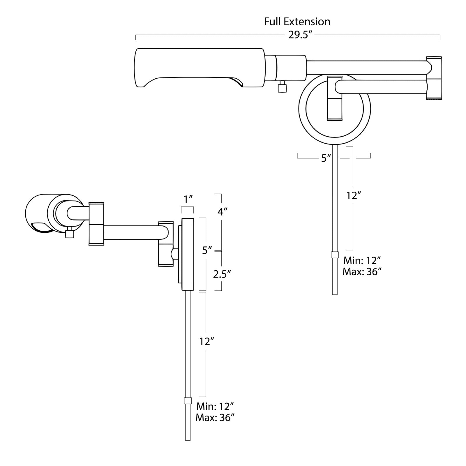 Noble Swing Arm Task Sconce (Polished Nickel)