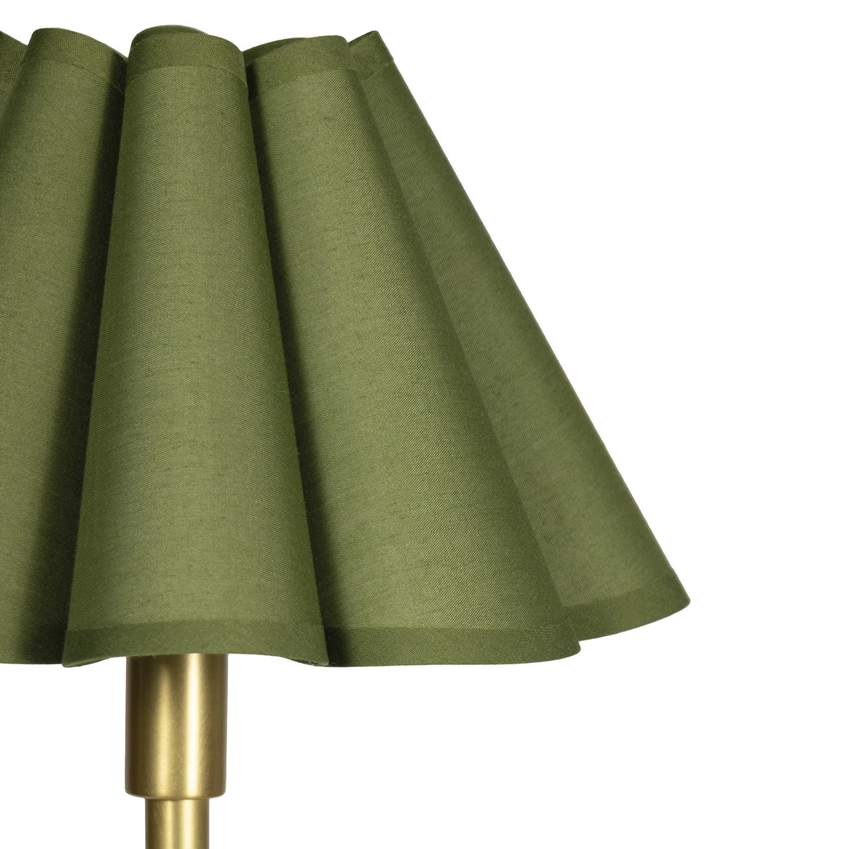 Polly Floor Lamp (Natural Brass with Olive Green Scalloped Shade)