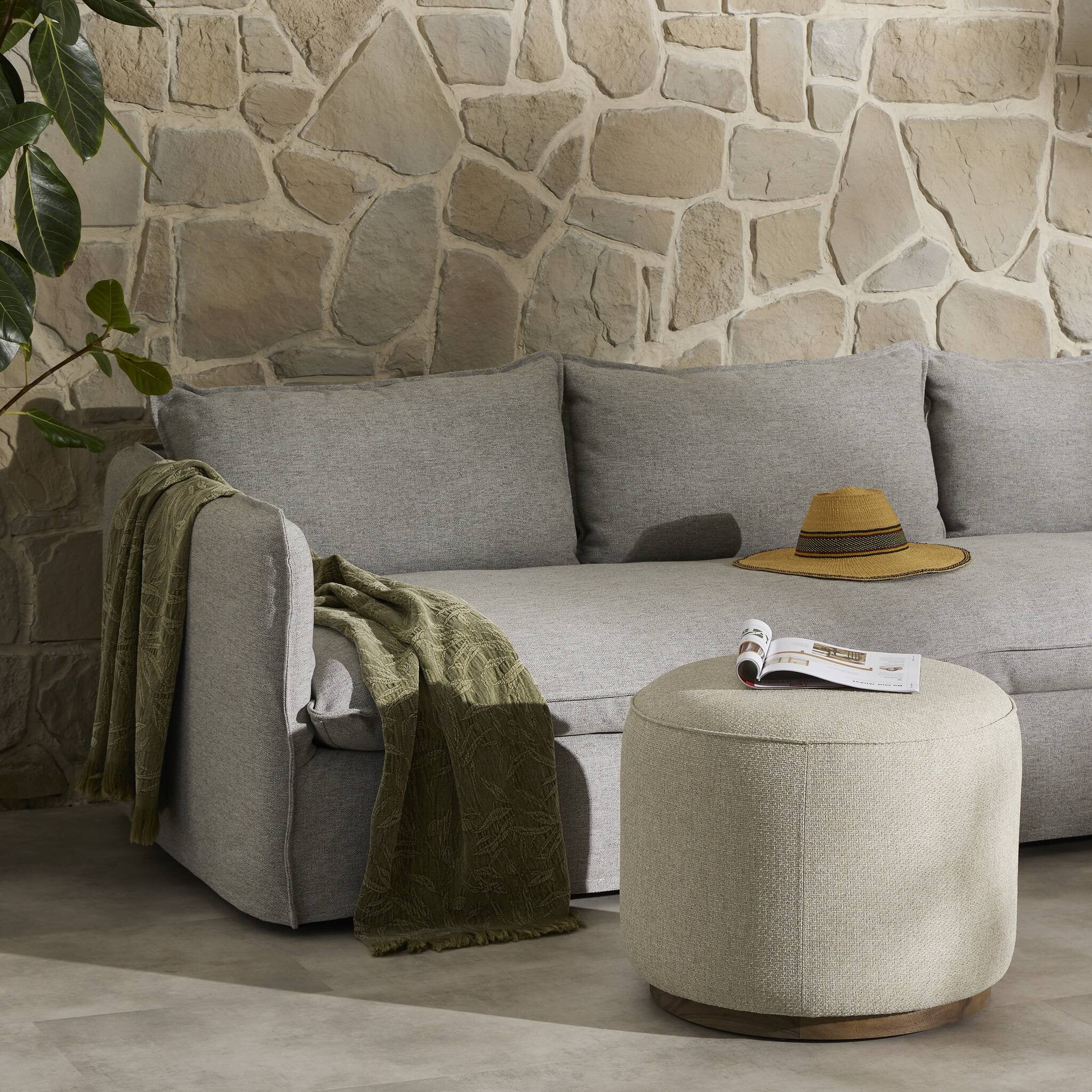 Sinclair Outdoor Ottoman - Hayes Cream
