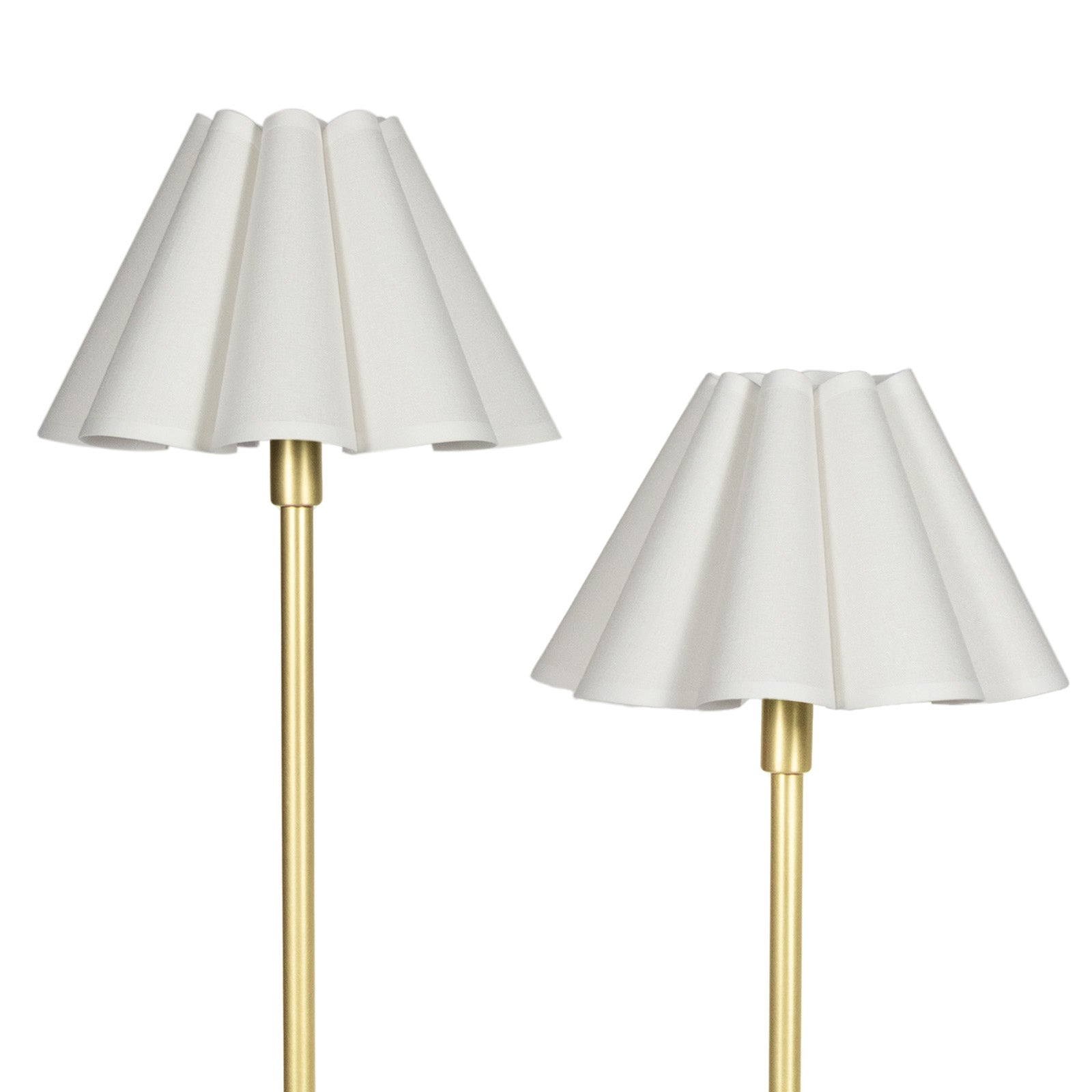 Polly Floor Lamp (Natural Brass with Linen Scalloped Shade)