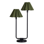 Polly Double Arm Table Lamp (Blackened Brass with Olive Scalloped Shade)