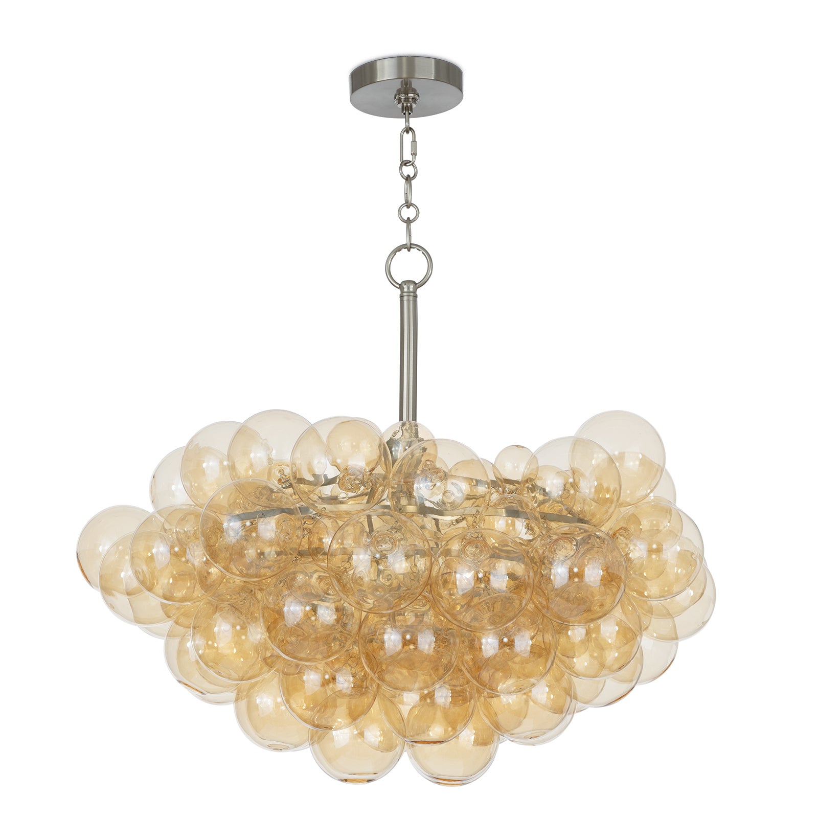 Bubbles Chandelier (Brushed Nickel with Amber Glass)