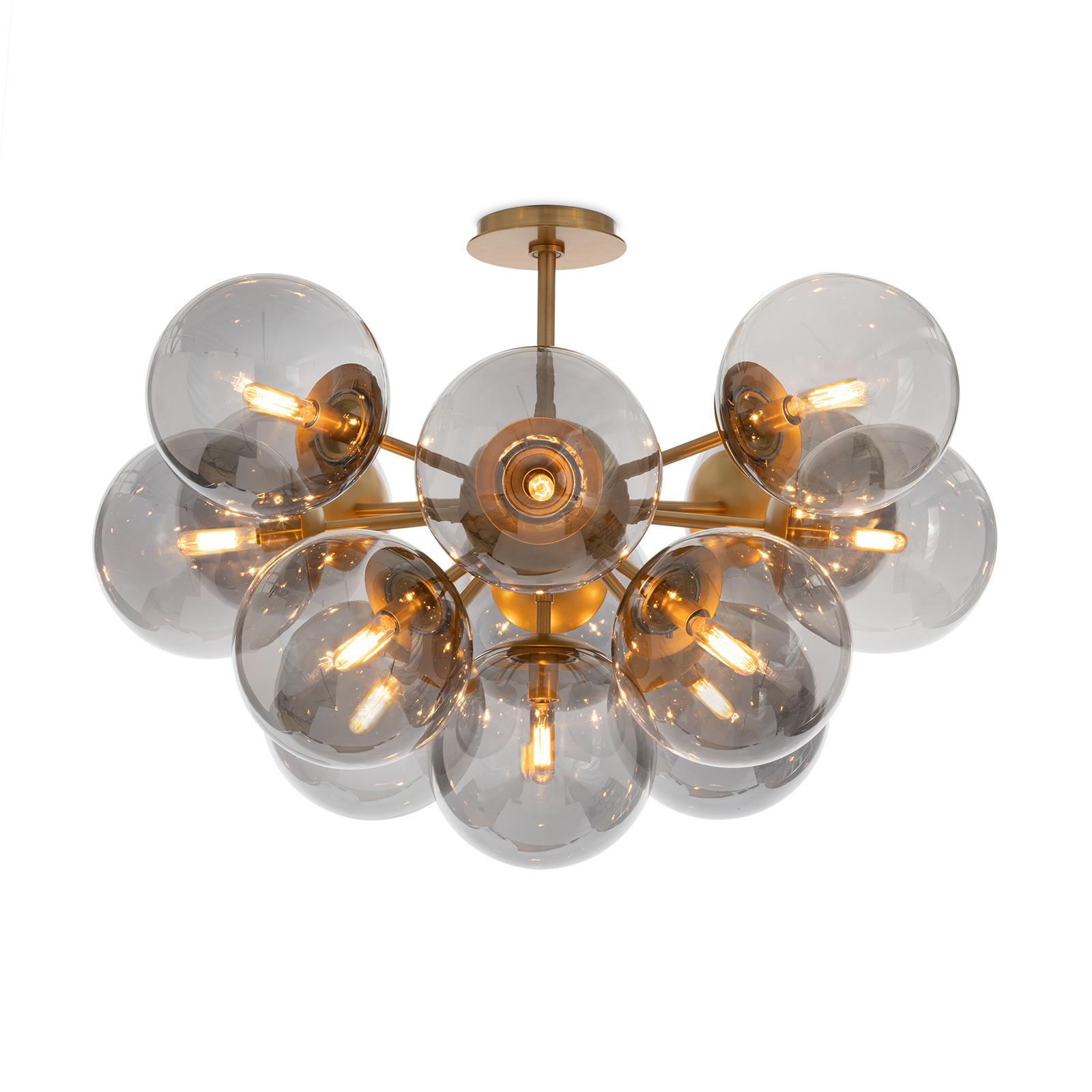 Shine Flush Mount (Natural Brass with Smoke Glass)