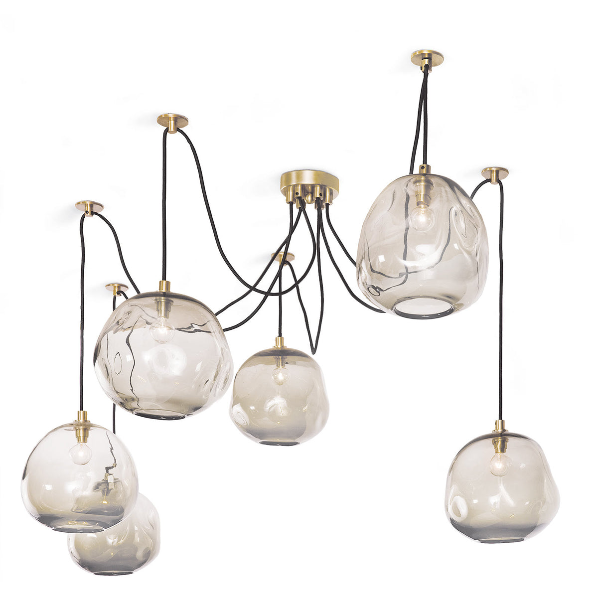 Molten Spider Large With Smoke Glass (Natural Brass)