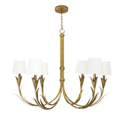 River Reed Chandelier Small (Antique Gold Leaf with Natural Linen Shade)