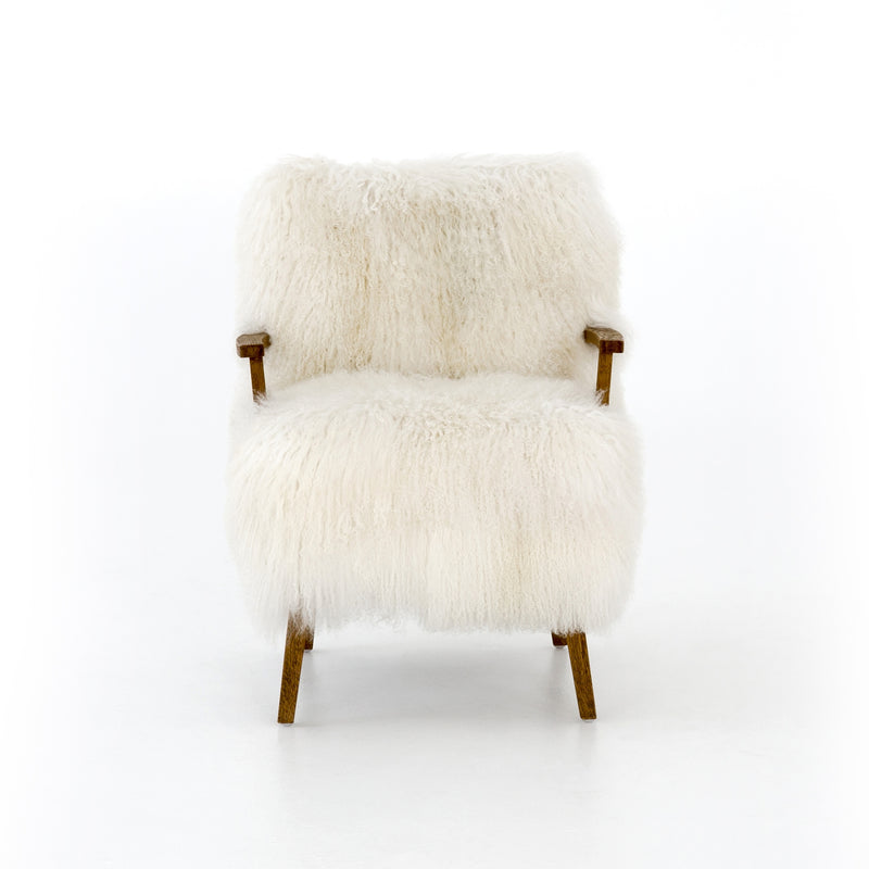 Ashland Armchair - Mongolian Cream Fur (Oak Legs)