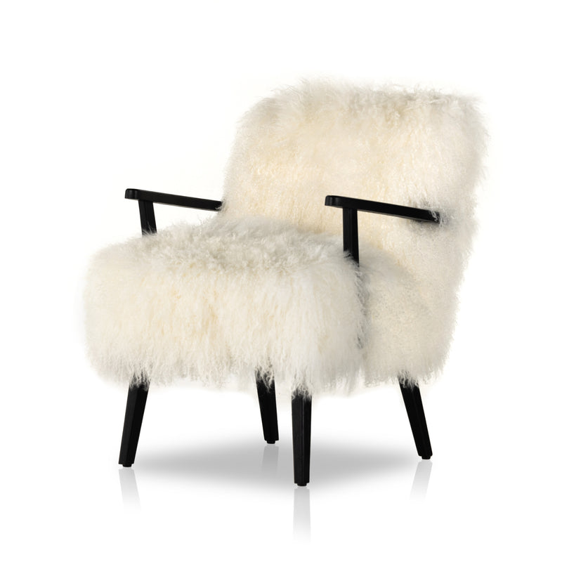 Ashland Armchair - Mongolia Cream Fur (Black Legs)