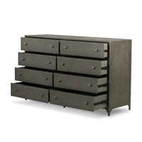 Belmont 8 Drawer Metal Dresser - Gunmetal