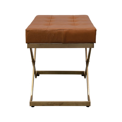 Tufted Leather Stool with Metal Legs