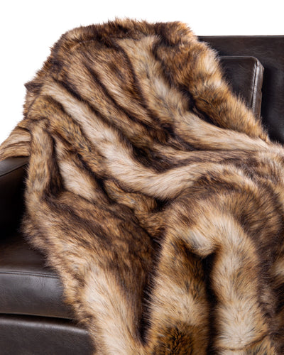 Red Wolf Faux Fur Throw