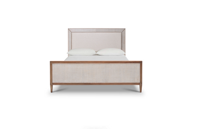 Belgravia Upholstered Bed w/ Rattan