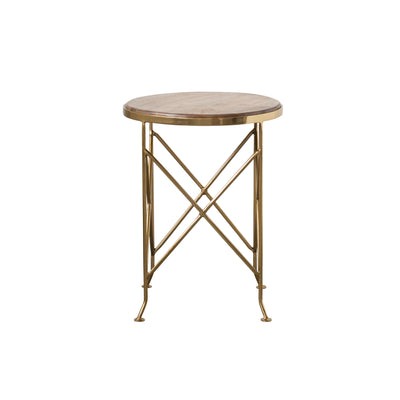 Metal, Brass and Mango Wood Side Table