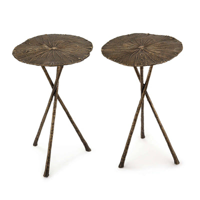 Lotus Table Small (Set of 2) Antique Brass