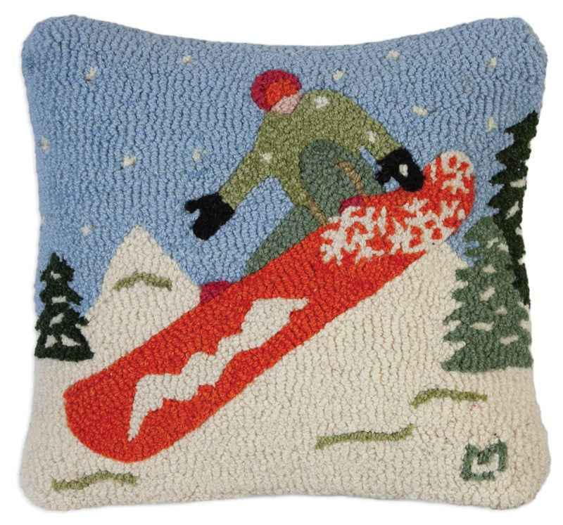 Snowboard - Hooked Wool Pillow